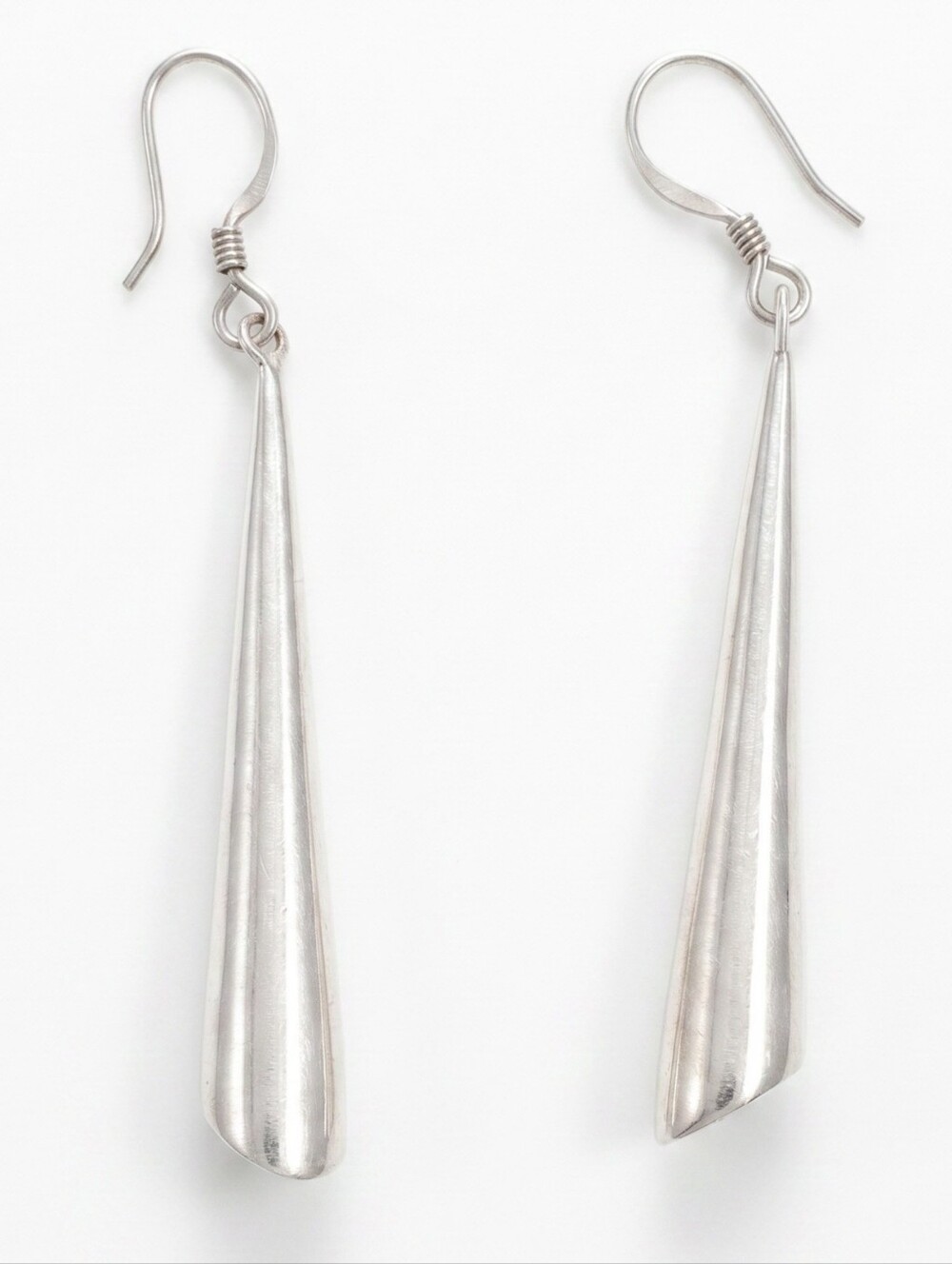 Vintage ATI 925 Sterling Silver Dangle Drop Earrings 2" Long Minimalist Solid